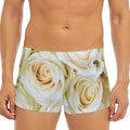 White Rose Print Men's Short Boxer Briefs