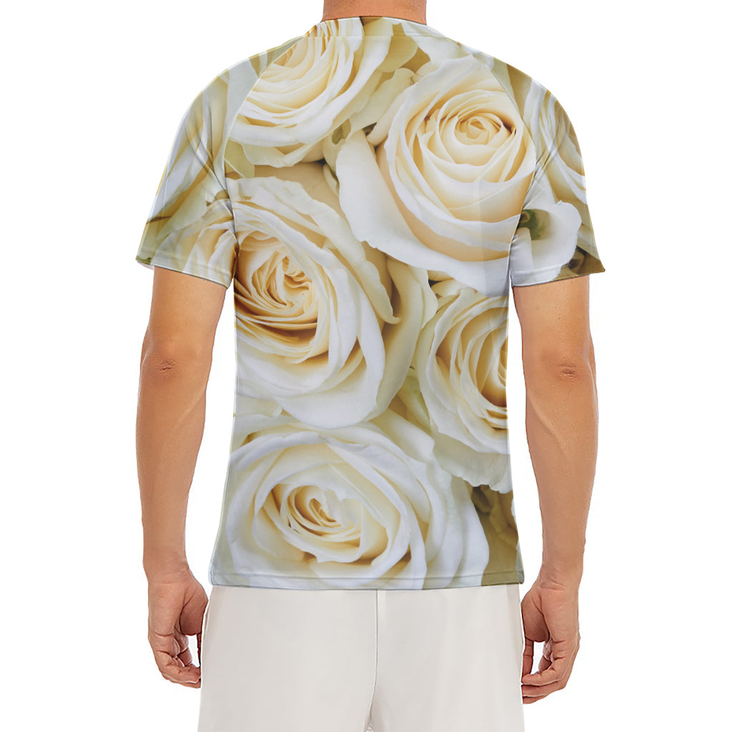 White Rose Print Men's Short Sleeve Rash Guard