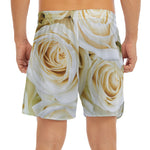 White Rose Print Men's Split Running Shorts