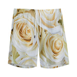 White Rose Print Men's Sports Shorts