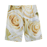 White Rose Print Men's Sports Shorts