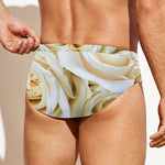 White Rose Print Men's Swim Briefs