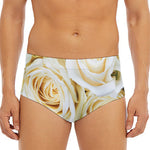 White Rose Print Men's Triangle Swim Briefs