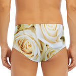 White Rose Print Men's Triangle Swim Briefs