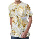 White Rose Print Men's Velvet T-Shirt