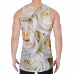 White Rose Print Men's Velvet Tank Top