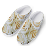White Rose Print Mesh Casual Shoes