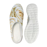 White Rose Print Mesh Casual Shoes