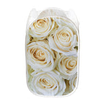 White Rose Print Mesh Laundry Hamper