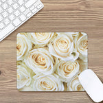 White Rose Print Mouse Pad