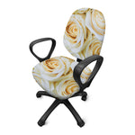 White Rose Print Office Chair Cover
