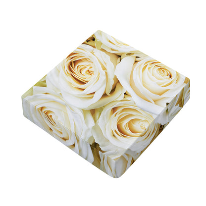 White Rose Print Outdoor Seat Cushion Cover