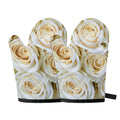 White Rose Print Oven Mitts