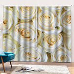 White Rose Print Pencil Pleat Curtains