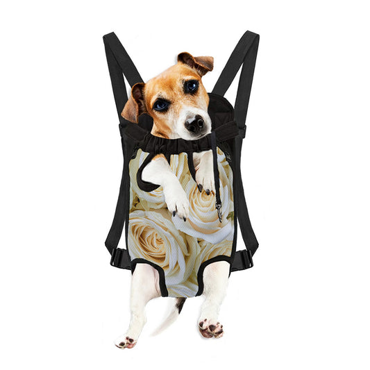 White Rose Print Pet Carrier Backpack