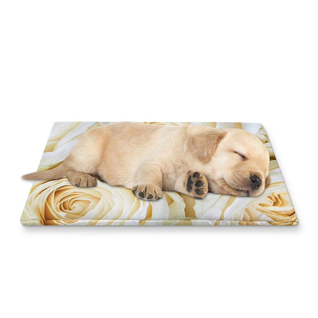 White Rose Print Pet Cooling Mat Cover