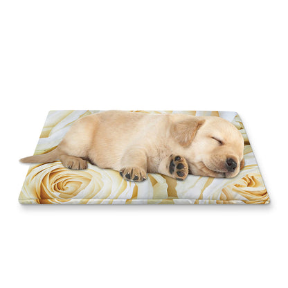 White Rose Print Pet Cooling Mat Cover