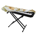 White Rose Print Piano Keyboard Cover