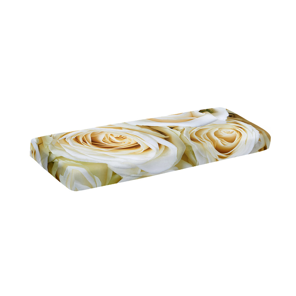 White Rose Print Piano Keyboard Cover