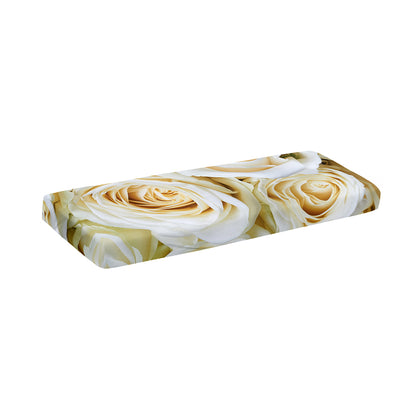 White Rose Print Piano Keyboard Cover