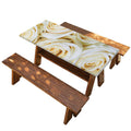 White Rose Print Picnic Table Cover