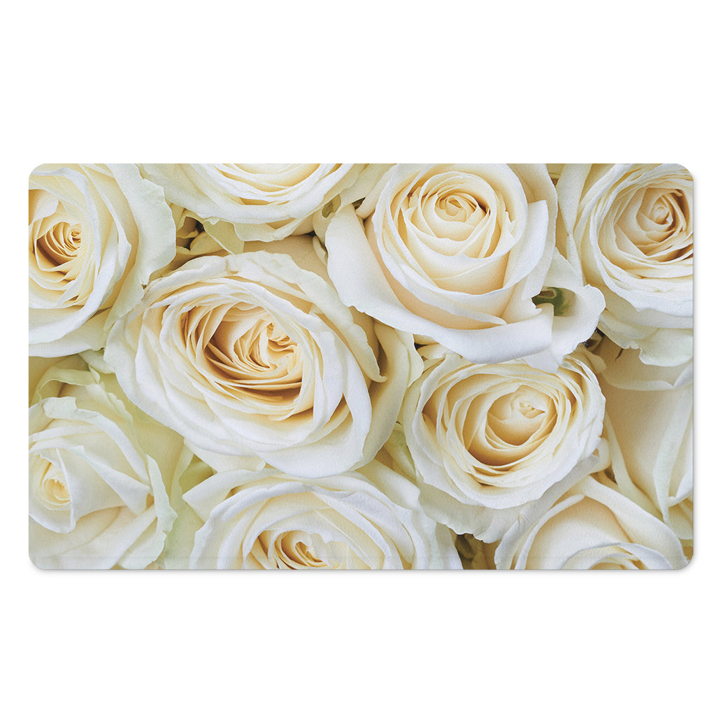 White Rose Print Polyester Doormat