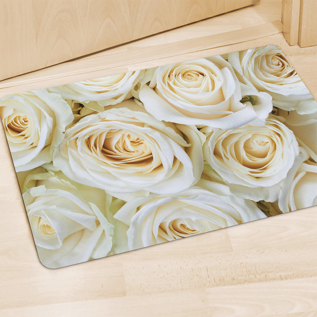 White Rose Print Polyester Doormat