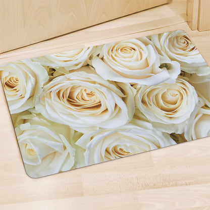White Rose Print Polyester Doormat