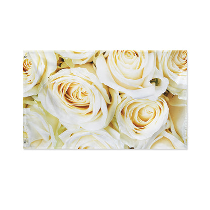 White Rose Print Polyester Flag
