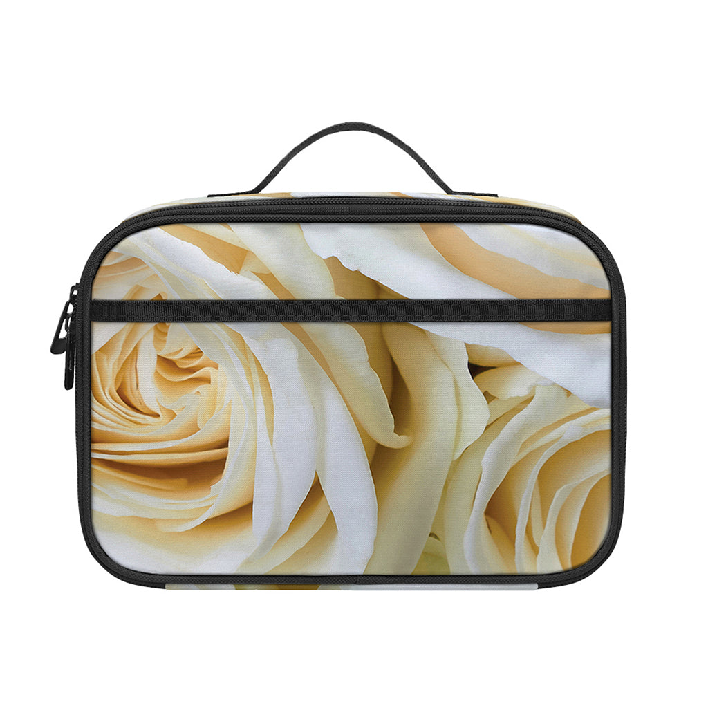 White Rose Print Portable Lunch Bag