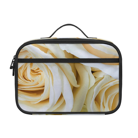White Rose Print Portable Lunch Bag