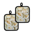 White Rose Print Pot Holders
