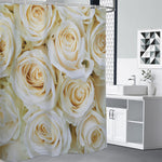 White Rose Print Premium Shower Curtain