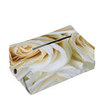 White Rose Print Rectangle Tissue Box Cover