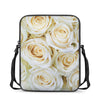 White Rose Print Rectangular Crossbody Bag