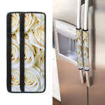 White Rose Print Refrigerator Handle Covers
