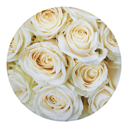 White Rose Print Round Blanket