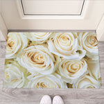 White Rose Print Rubber Doormat