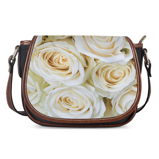 White Rose Print Saddle Bag