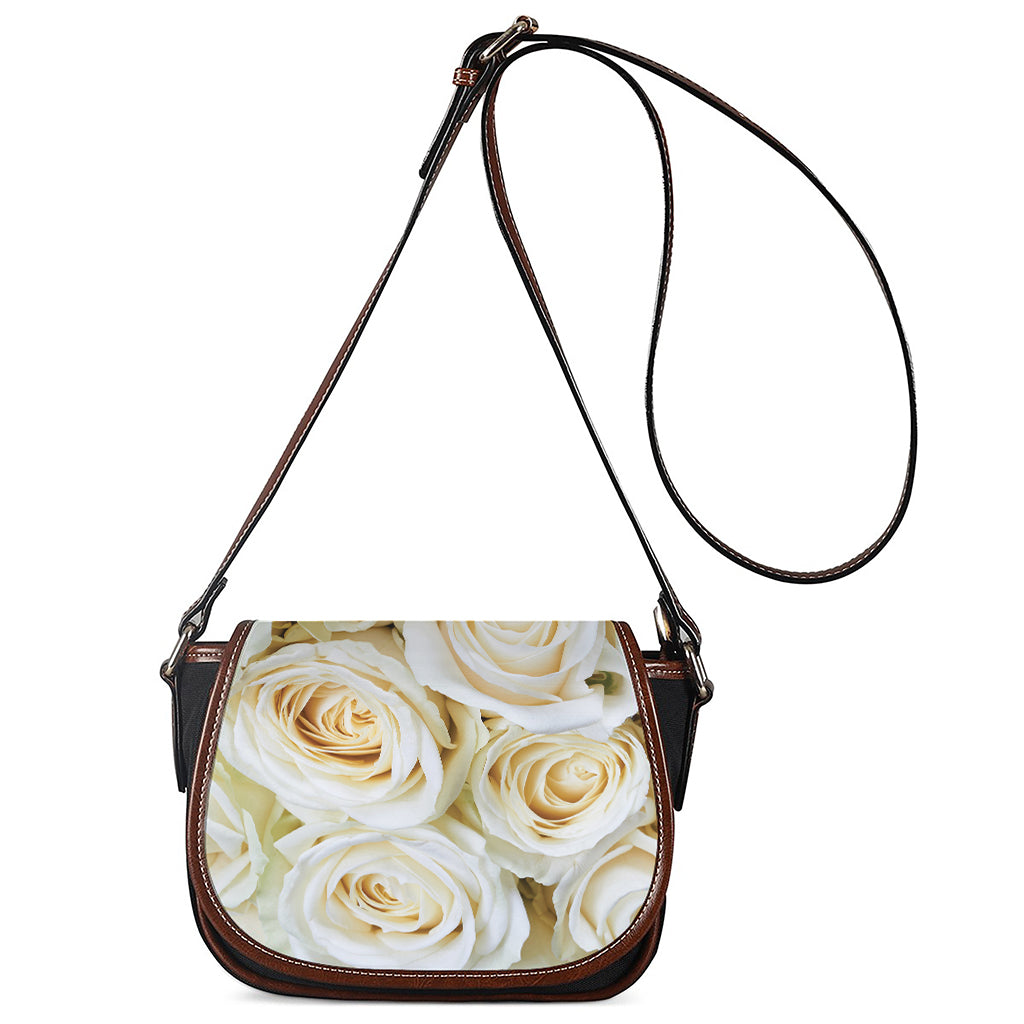 White Rose Print Saddle Bag