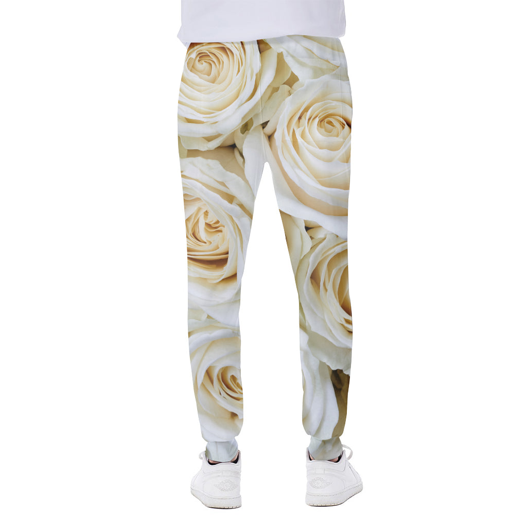 White Rose Print Scuba Joggers
