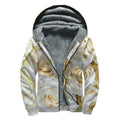 White Rose Print Sherpa Lined Zip Up Hoodie