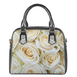 White Rose Print Shoulder Handbag