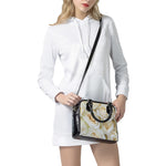White Rose Print Shoulder Handbag