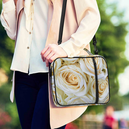 White Rose Print Shoulder Strap Bible Bag