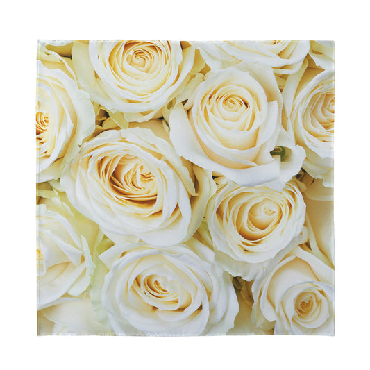 White Rose Print Silk Bandana