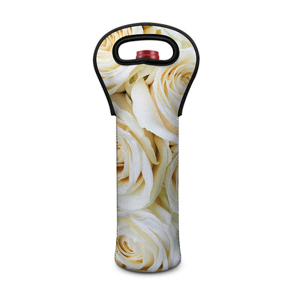 White Rose Print Single Neoprene Wine Tote