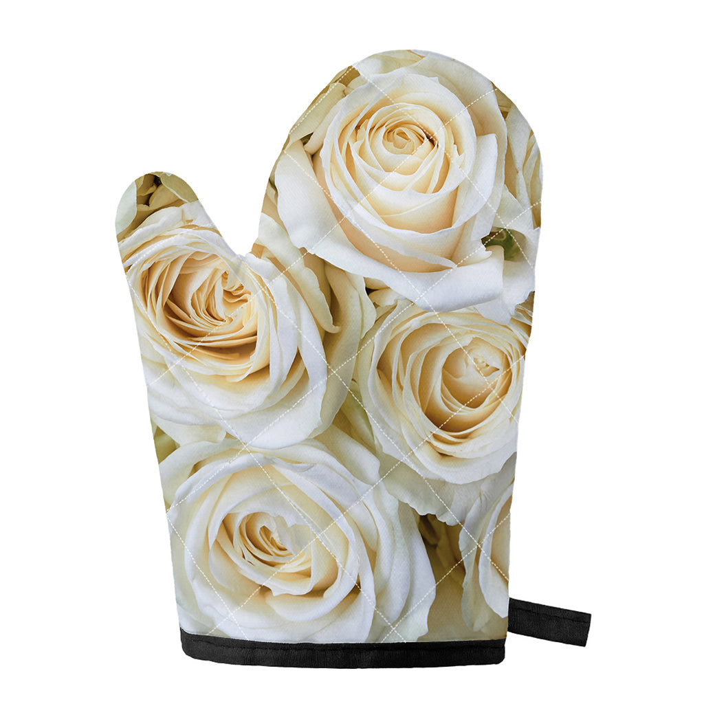 White Rose Print Single Oven Mitt