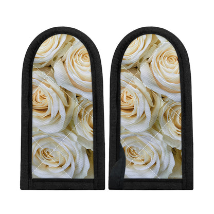 White Rose Print Skillet Handle Cover