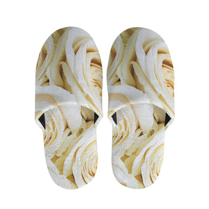 White Rose Print Slippers